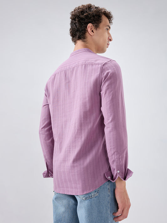 Elegant Lavender Textured Striped Kurta