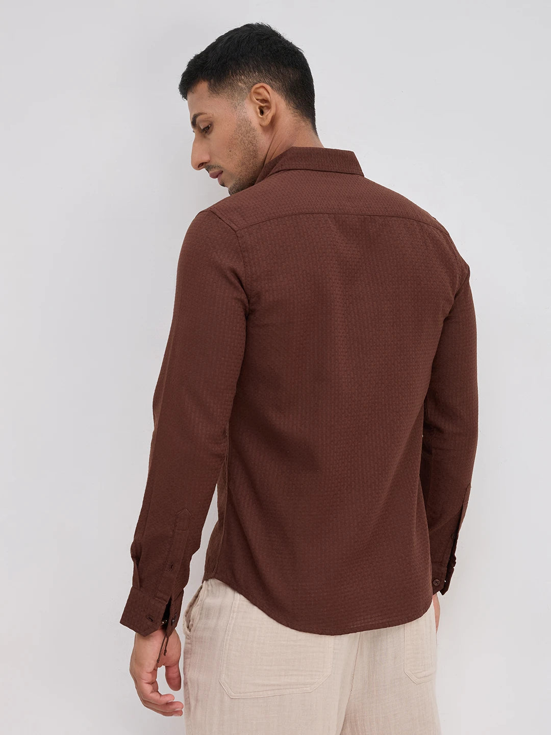 Brunette Brown Interlock Textured Shirt