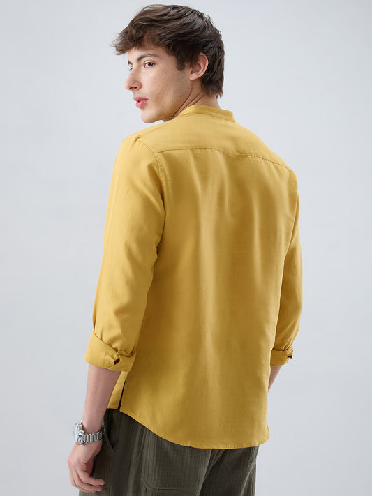 Premium Mustard Yellow Linen Blend Kurta