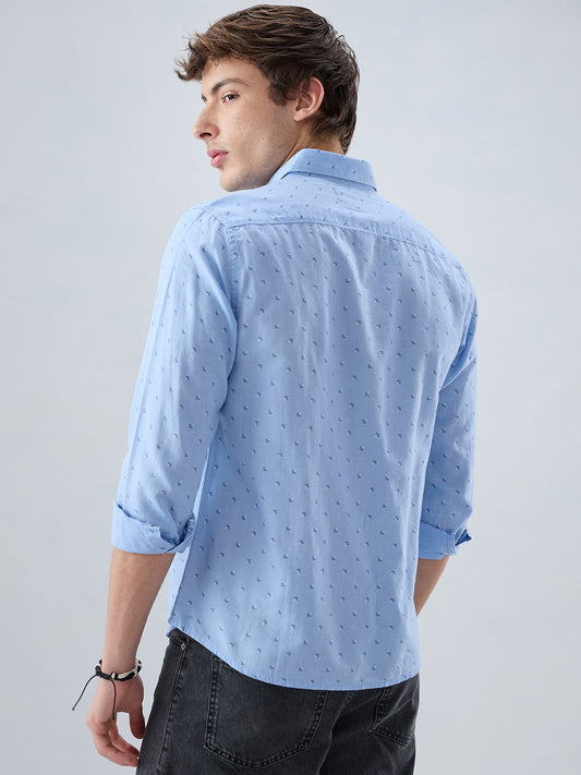 Elegant Blue Printed Everyday Shirt