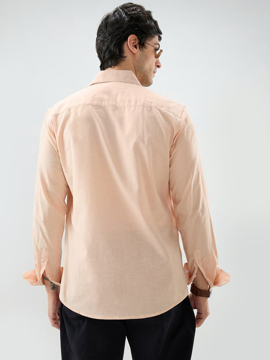 Pastel Peach Slub Textured Everyday Shirt