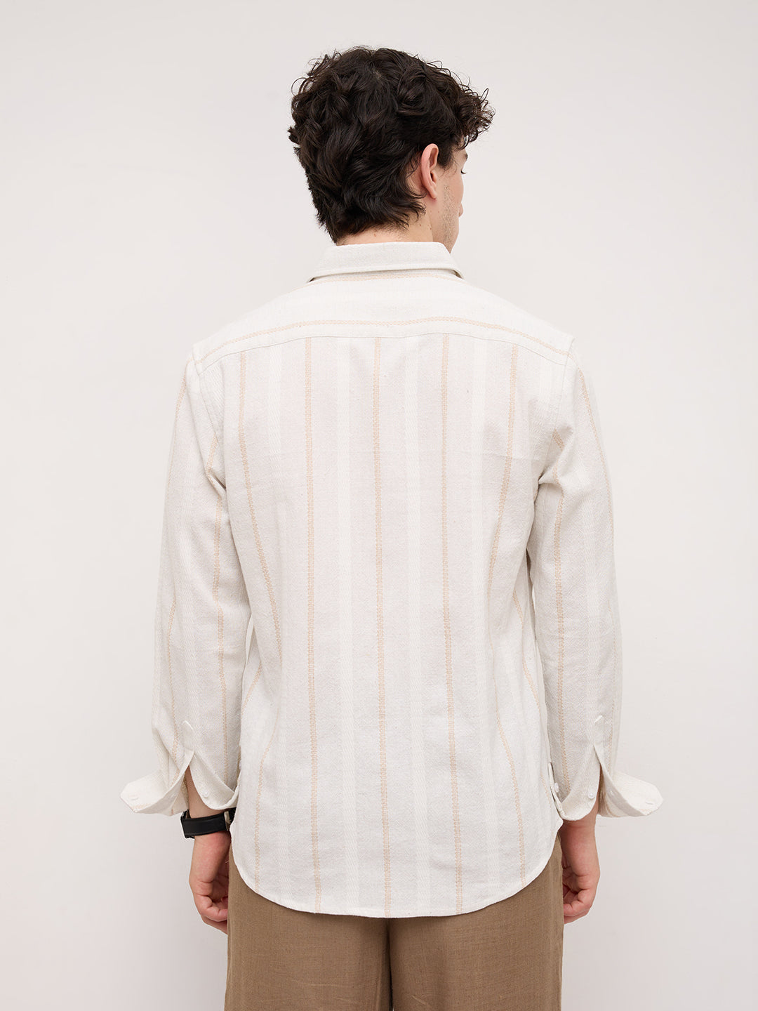 Refined Off-White Vertical Cable Weave Shirt