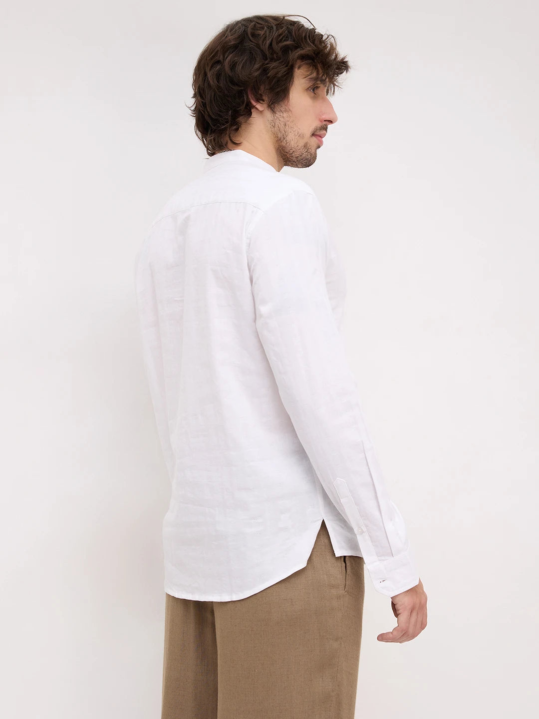 Arctic Pearl White Dobby Striped Kurta