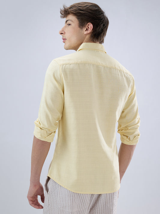 Canary Yellow Luxe Textured Weave Shirt