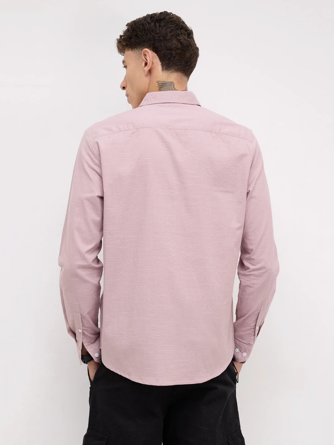 Soft Pastel Pink Micro Square Textured Shirt