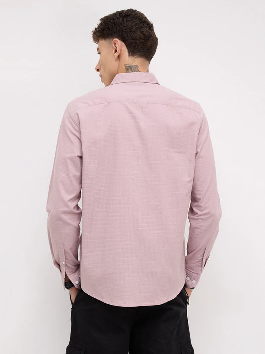 Soft Pastel Pink Micro Square Textured Shirt