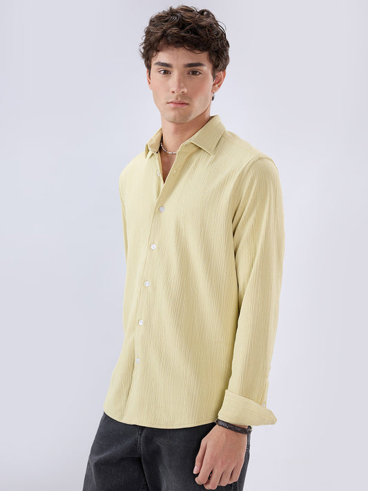 Lemon Yellow Matrix Weave Knitted Shirt