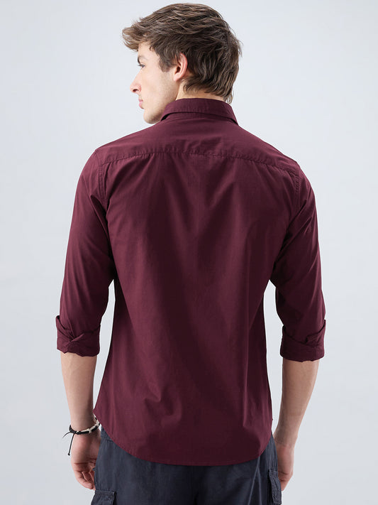 Classic Maroon Poplin Peach Finish Shirt