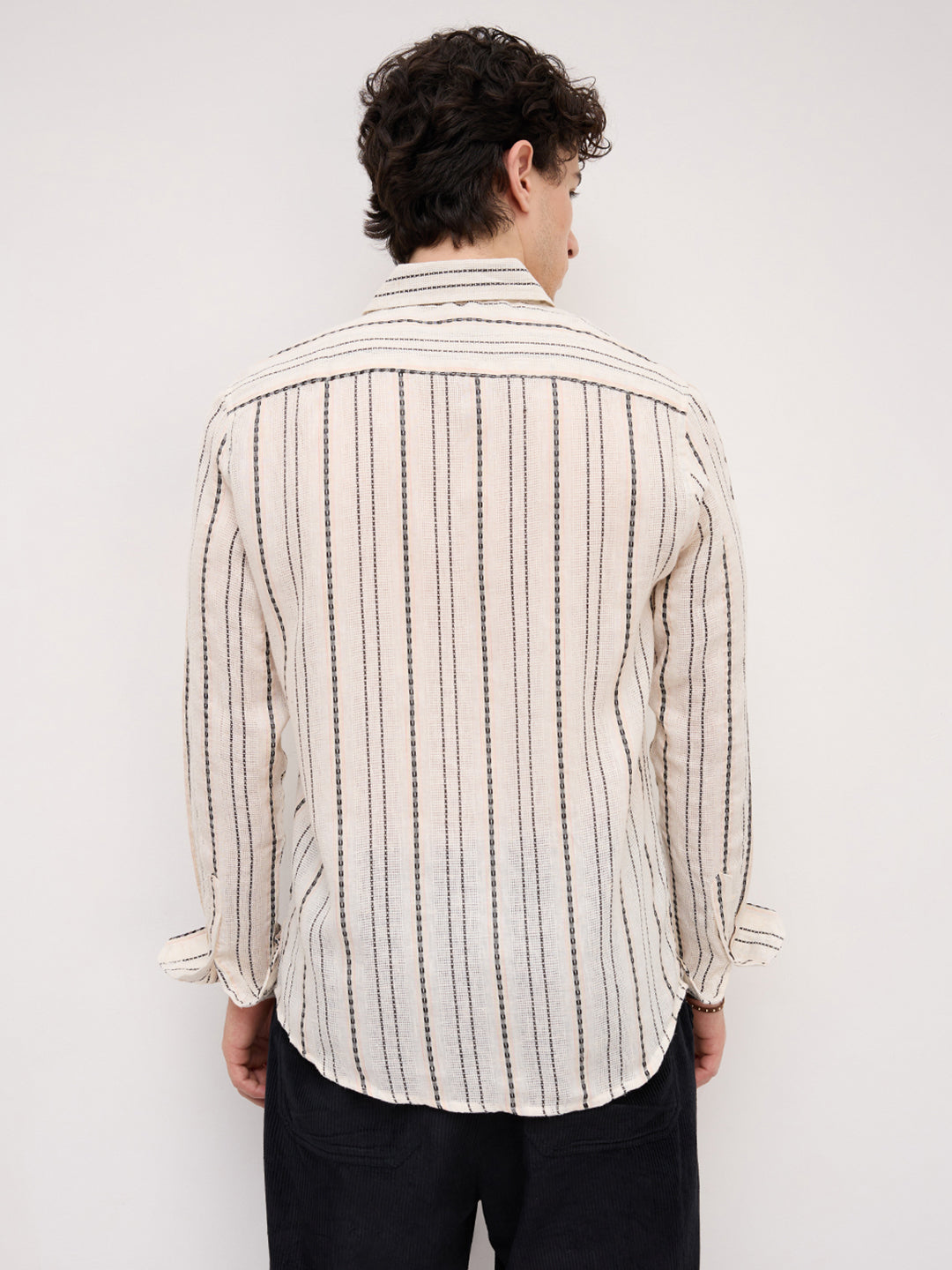 Burlap Ivory Vertical Stripe Dobby Shirt
