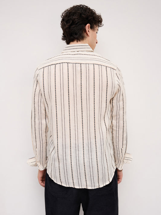 Burlap Ivory Vertical Stripe Dobby Shirt
