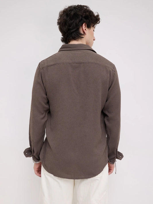 Crushed Warm Grey Textured Trail Shirt