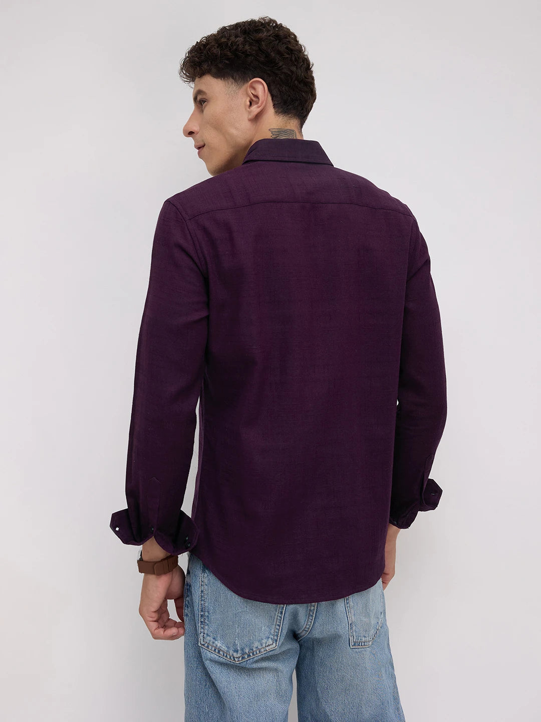 Wine Crossgrain Micro Textured Shirt