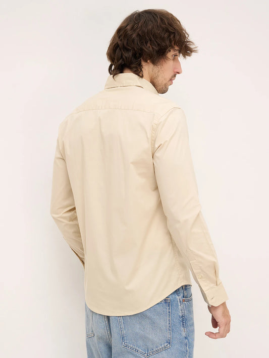 Luxe Beige Lyocell Button-Down Collar Shirt