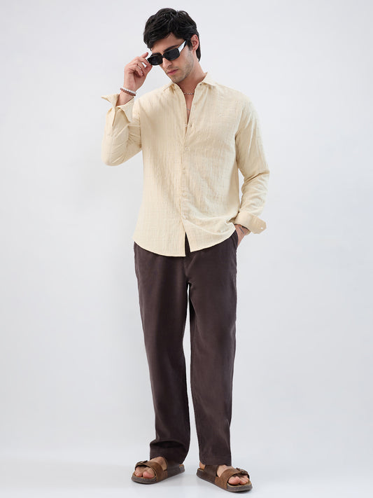 Coffee Brown Corduroy Tapered Trousers
