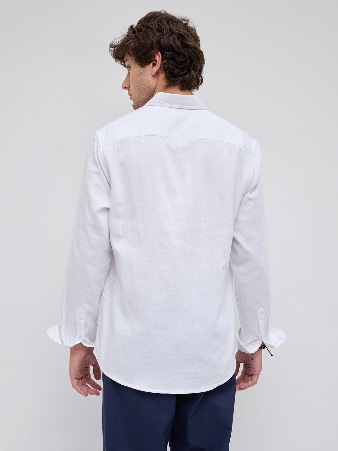 Timeless White Subtle Textured Button-Down Collar Shirt