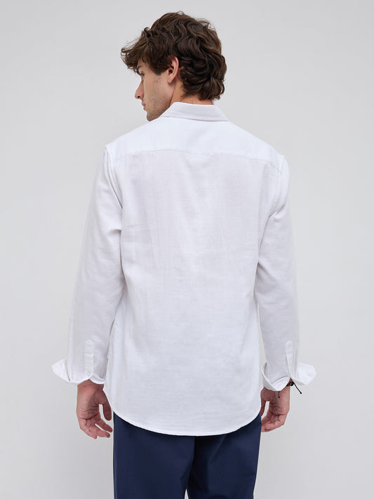 Timeless White Subtle Textured Button-Down Collar Shirt