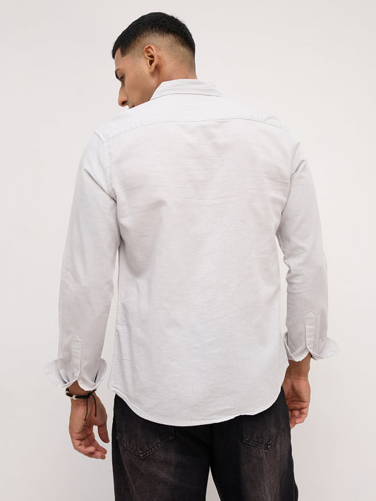 Trendy Pastel Grey Fine Textured Shirt