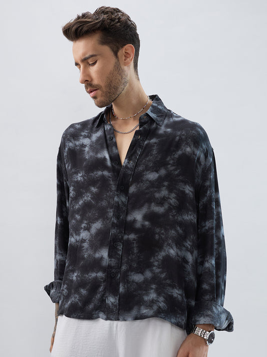 Midnight Mist Tie-Dye Boxy Fit Crop Shirt