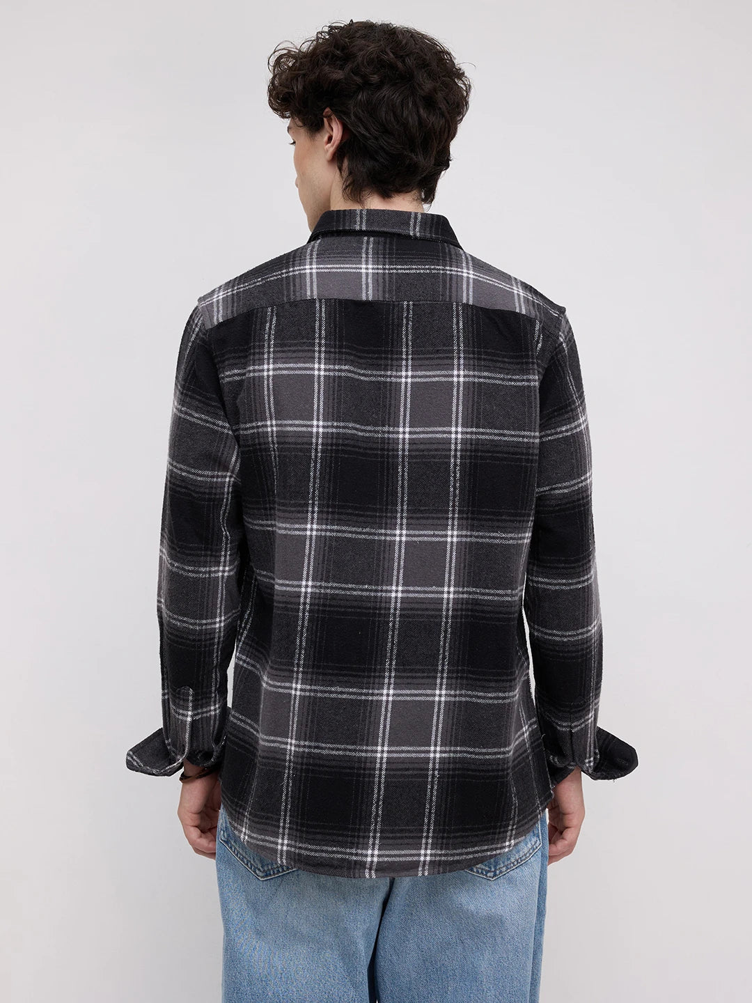 Black & White Tartan Checked Flannel Shirt