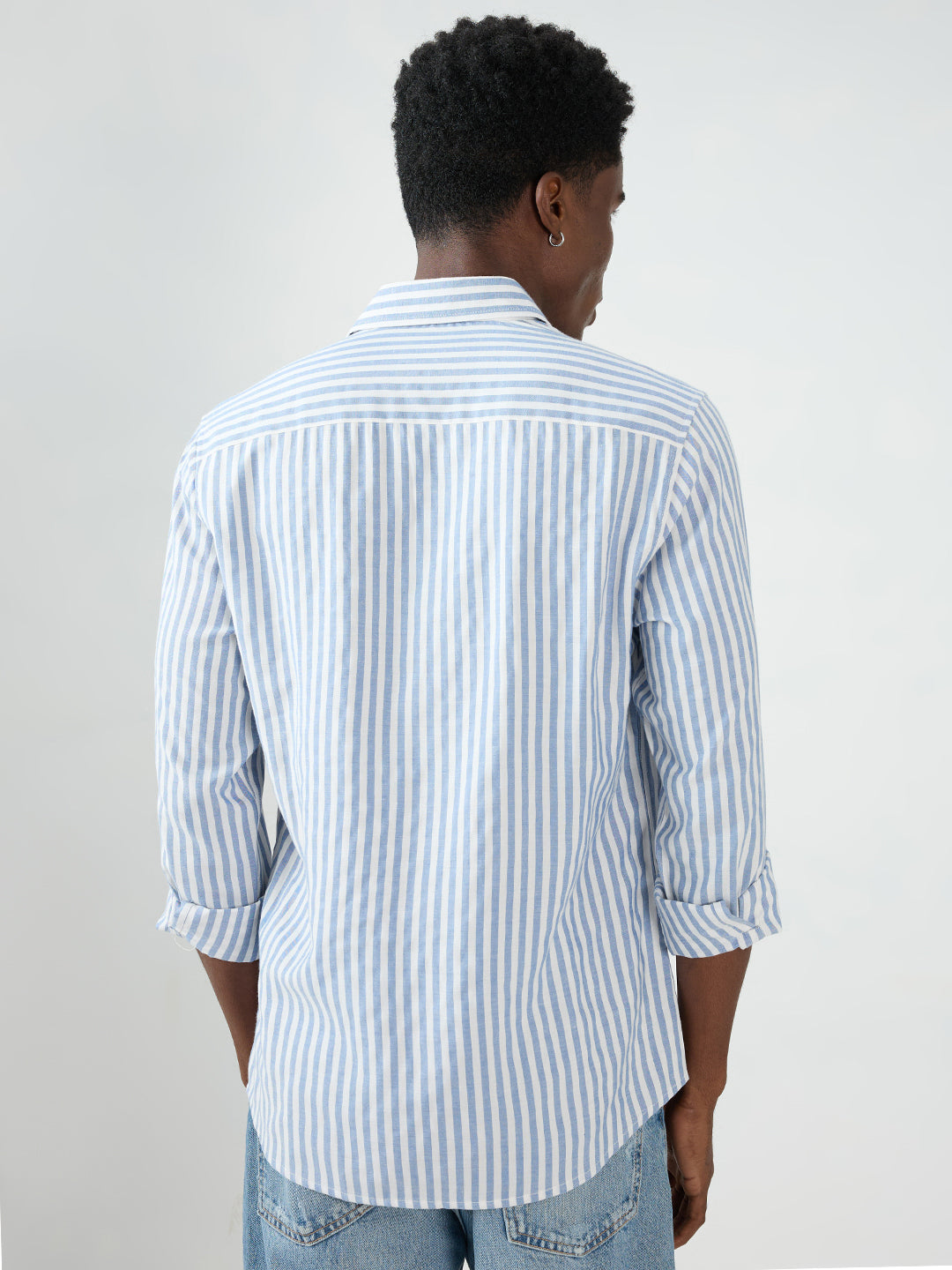 Blue Candy Striped Vacation Shirt
