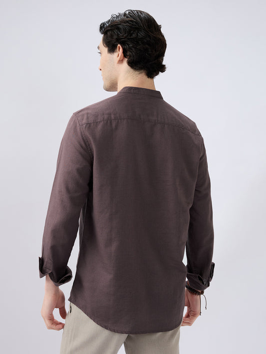 Deep Brown Everyday Linen Kurta