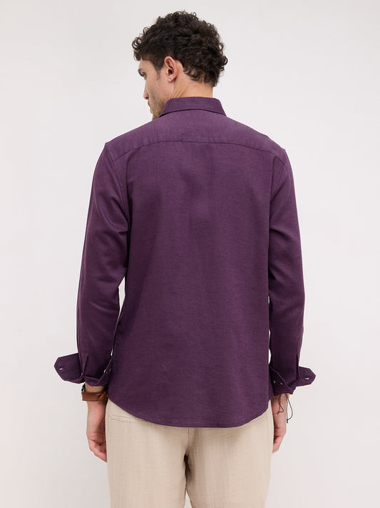 Royal Deep Purple Linen Blend Shirt