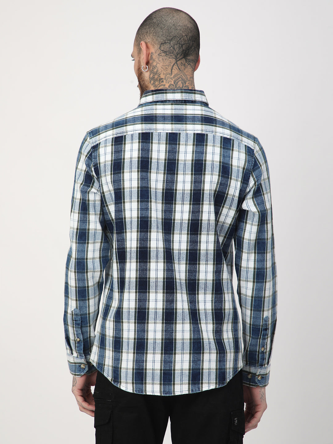 Denim Olive & Navy Plaid Checks Shirt
