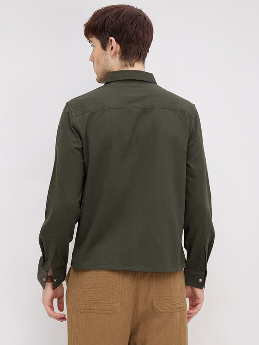 Luxe Evergreen Straight Hem Oversized Shirt