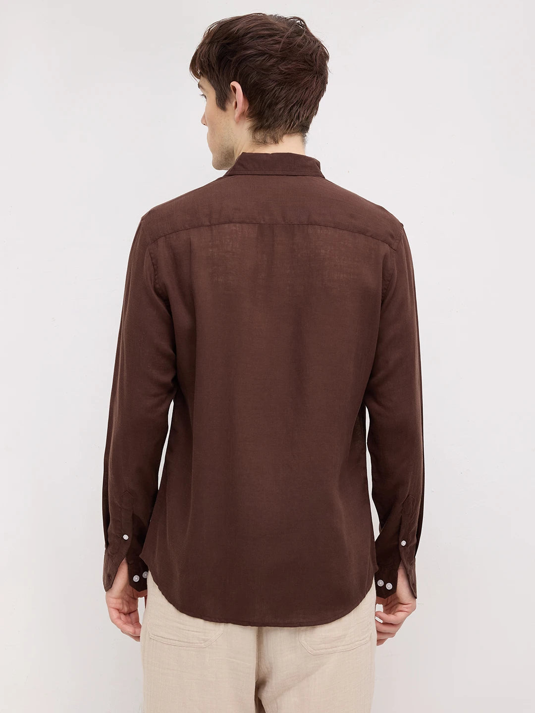 Iconic Solid Brown Fine Casual Shirt