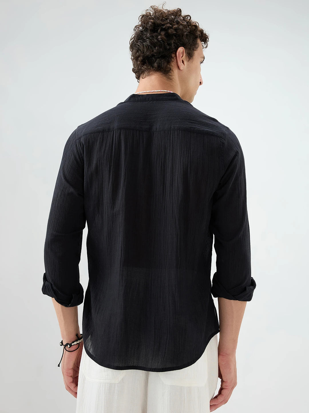 Sheer Black Linear Crepe Kurta