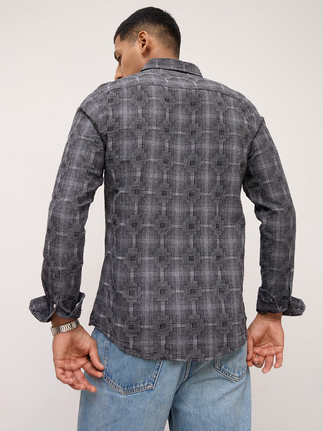 Black Eclipse Textured Casual Shirt