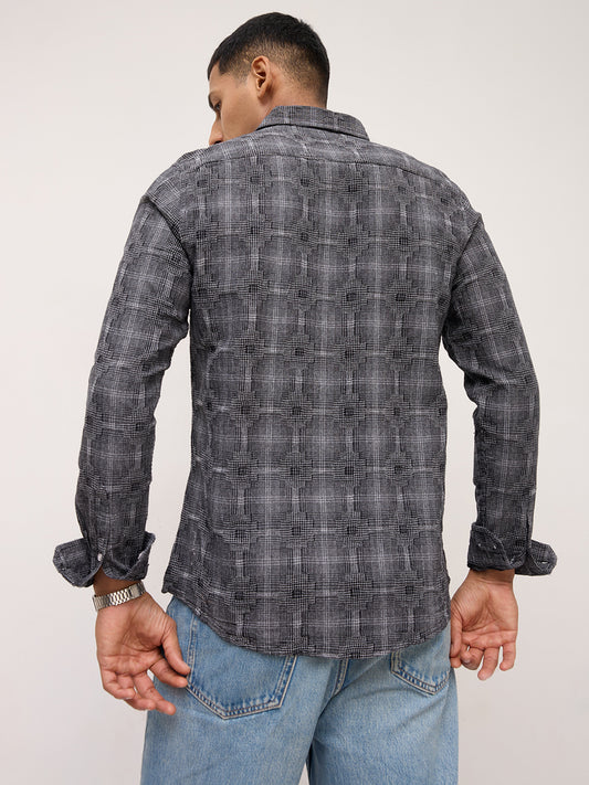 Black Eclipse Textured Casual Shirt