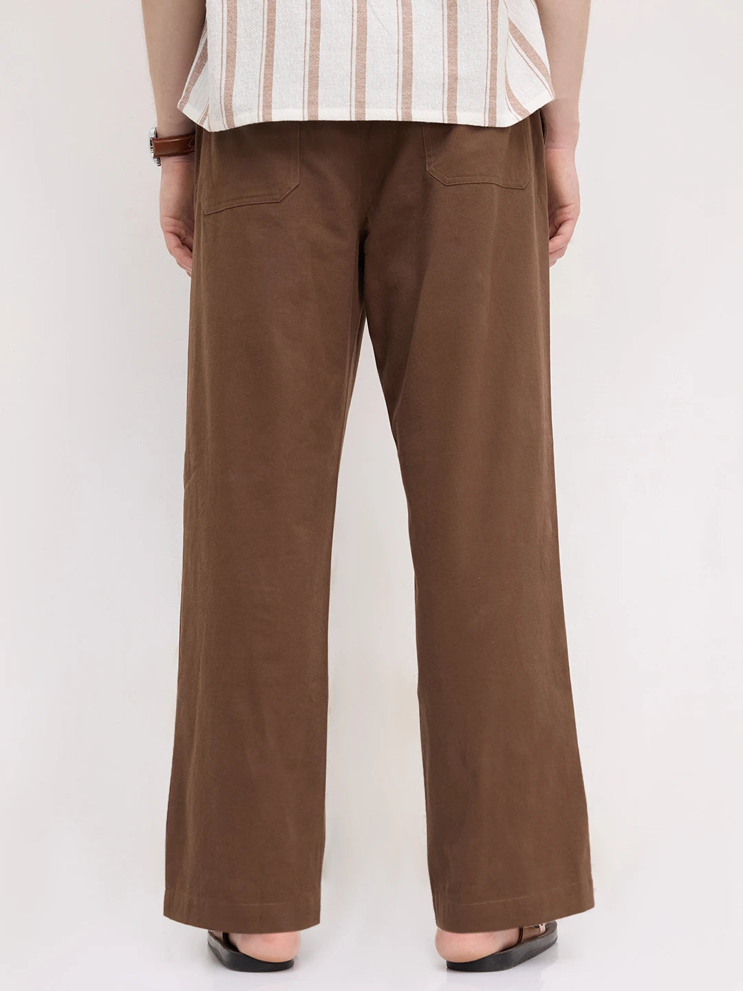 Luxe Chocolate Brown Cord Straight Fit Trousers
