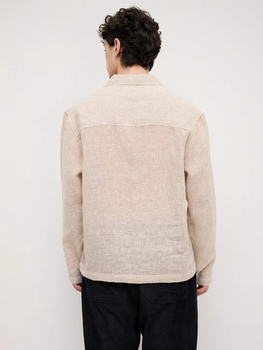 Artisan Sand Mesh Weave Notch Collar Oversized Shirt