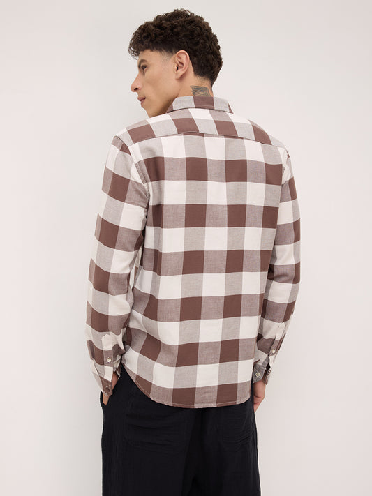 Brown & Ivory Box Checkered Shirt