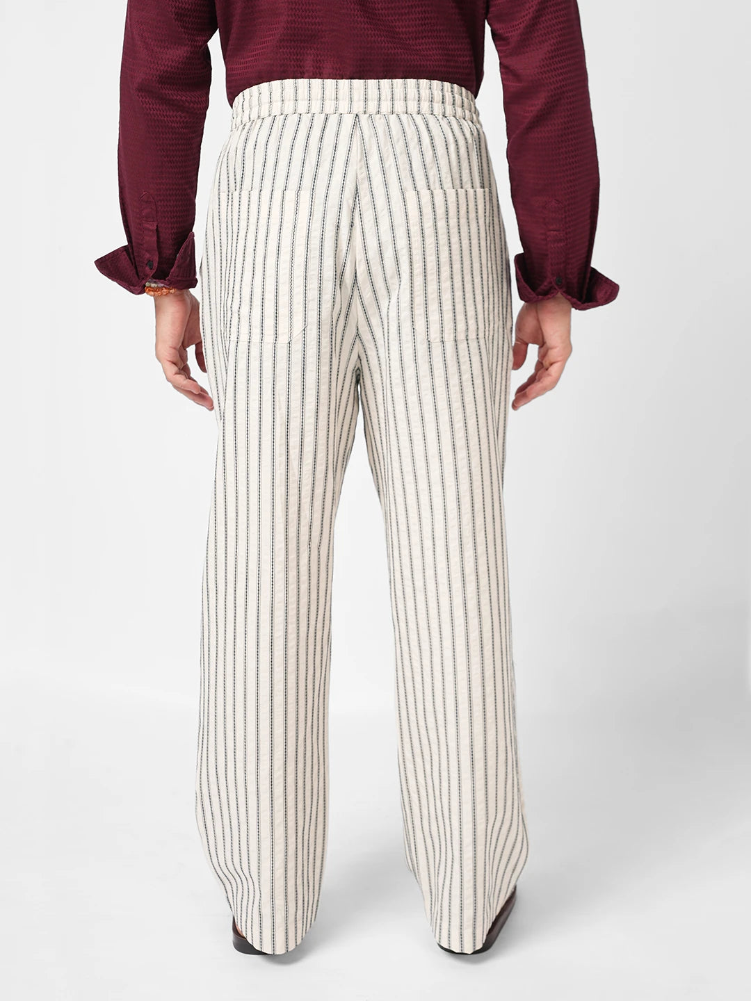 Intricate Navy Embroidered Straight Fit Trousers