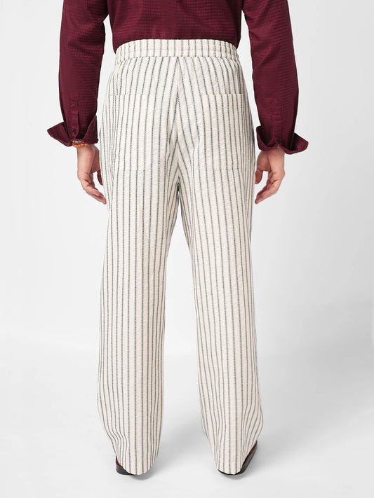 Intricate Navy Embroidered Straight Fit Trousers