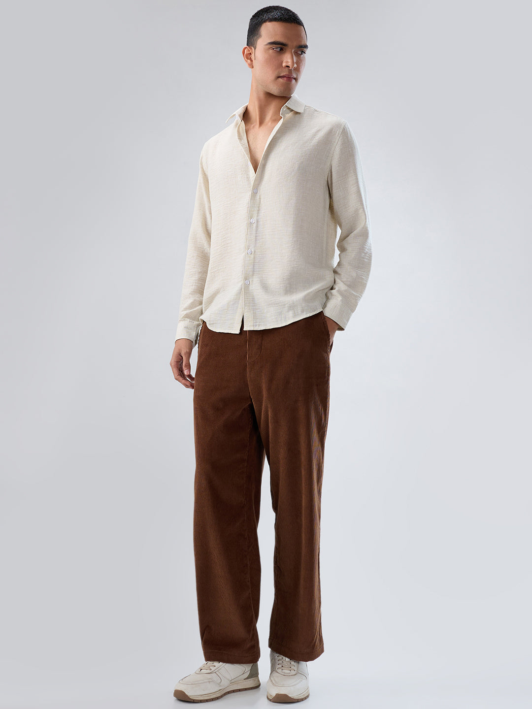 Light Pista Green Crinkled Textured Shirt