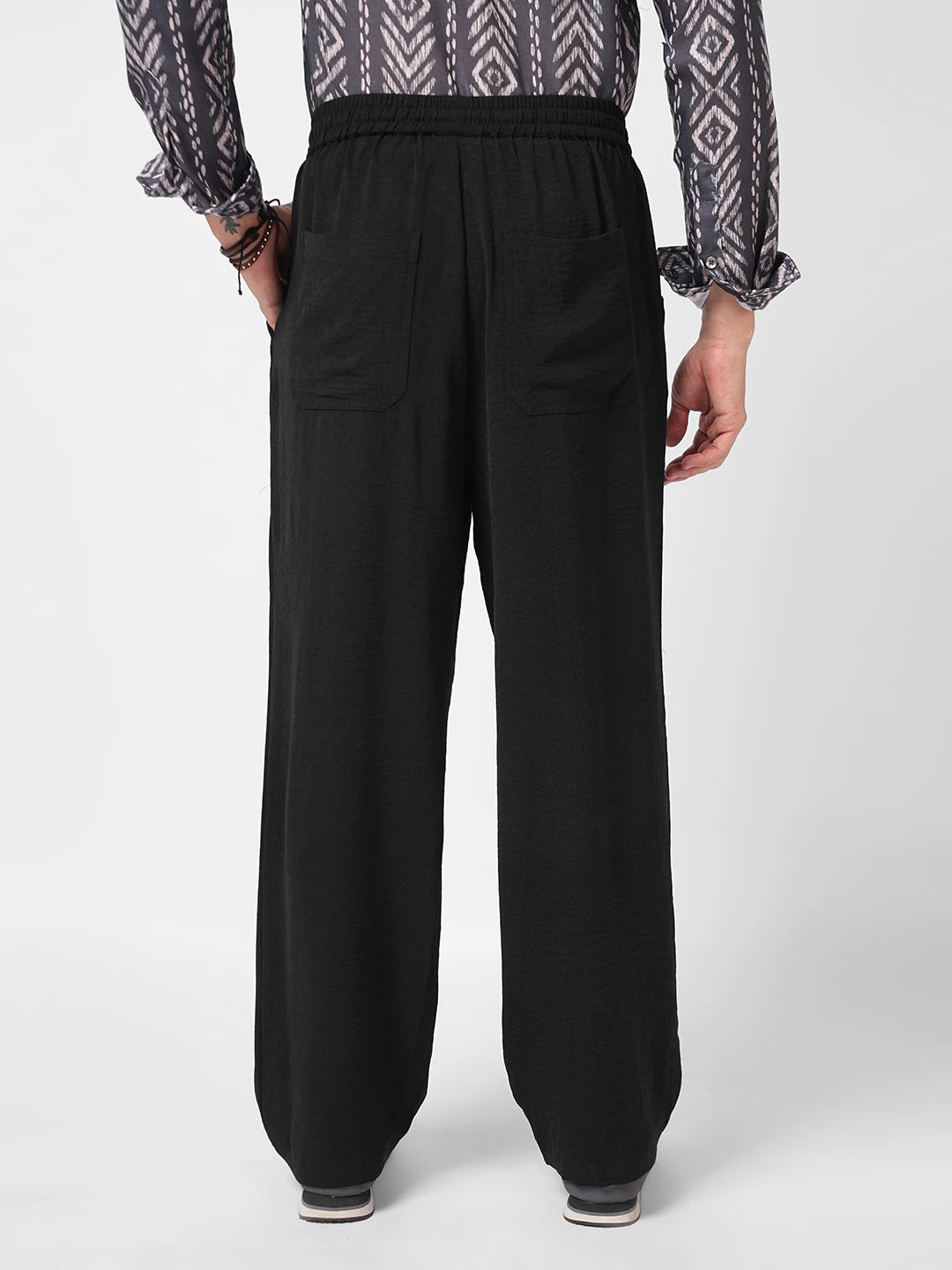 Elegant Plush Black Straight Fit Trousers