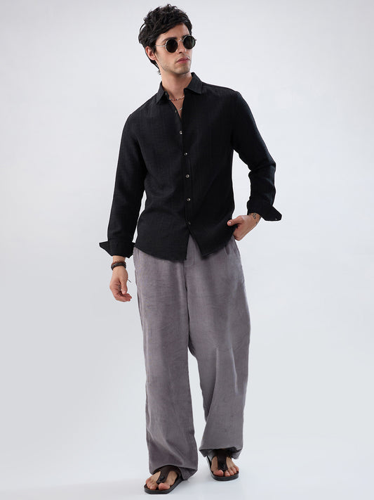 Timeless Black Subtle Textured Everyday Shirt