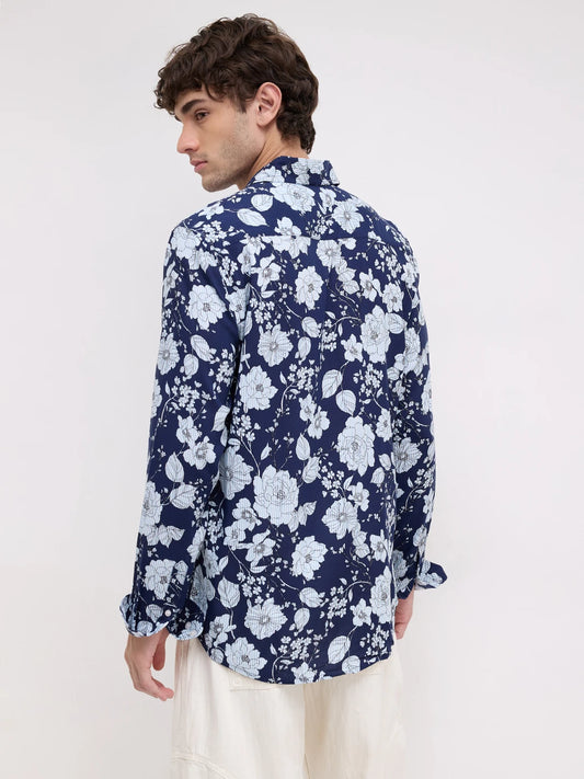 Navy Floral Escape Holiday Shirt