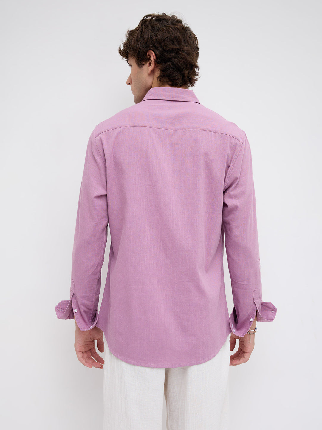Opera Mauve Slub Textured Shirt