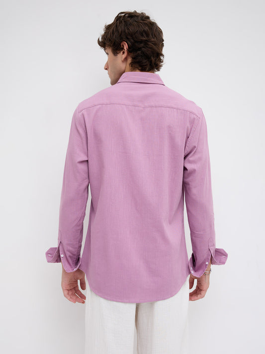 Opera Mauve Slub Textured Shirt