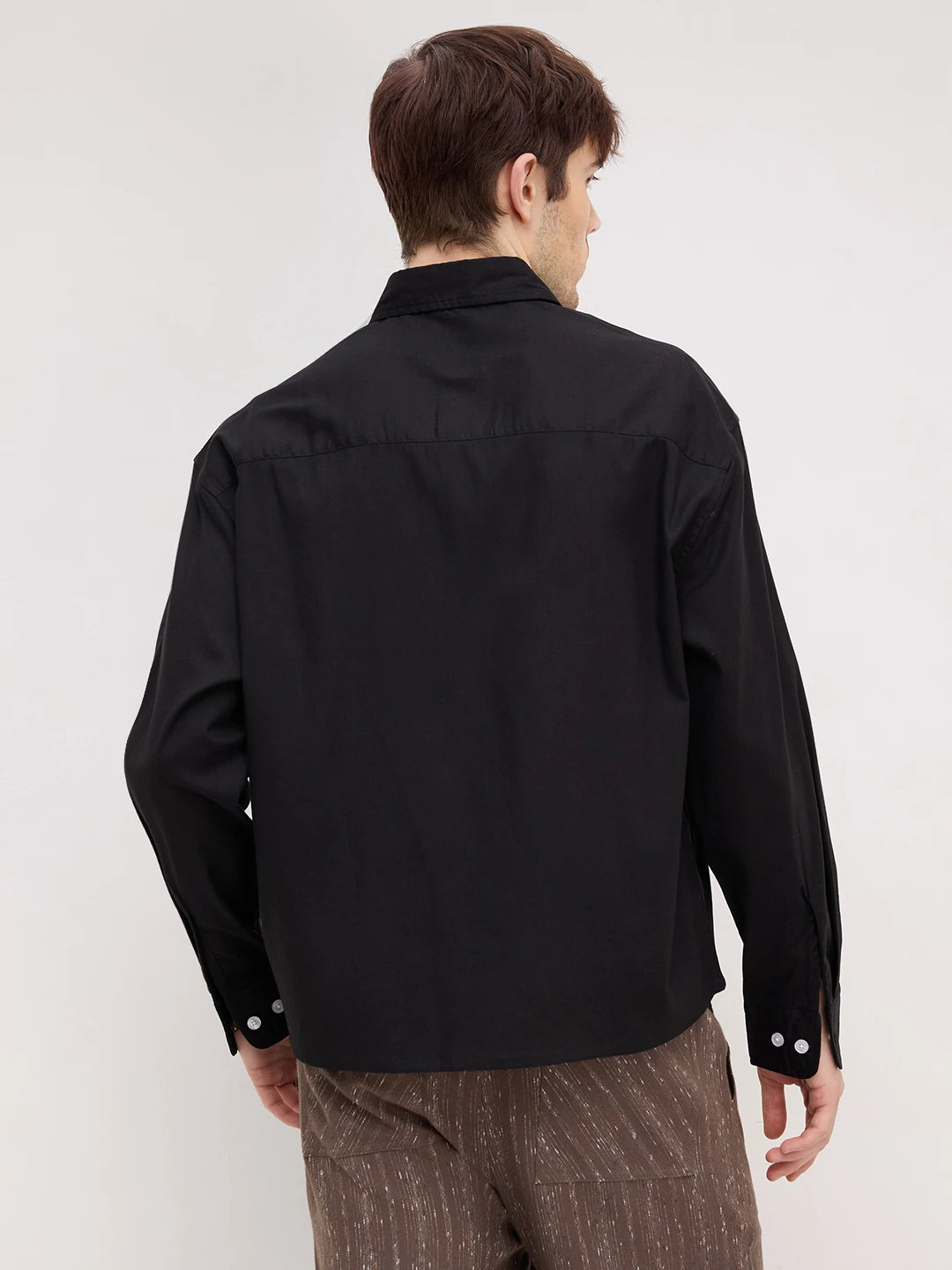 Timeless Black Boxy Fit Crop Shirt