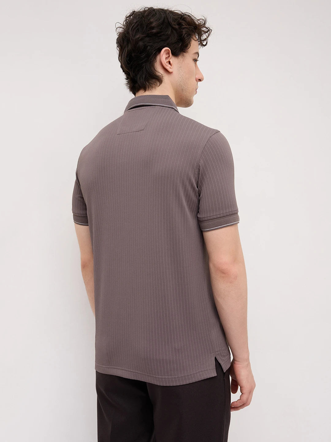 Graphite Grey Pinstripe Weave Polo Tee