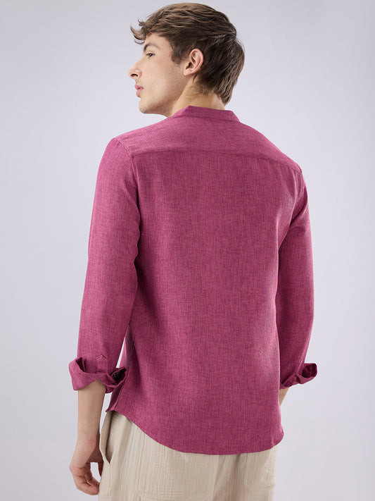 Hibiscus Maroon Textured Weave Kurta