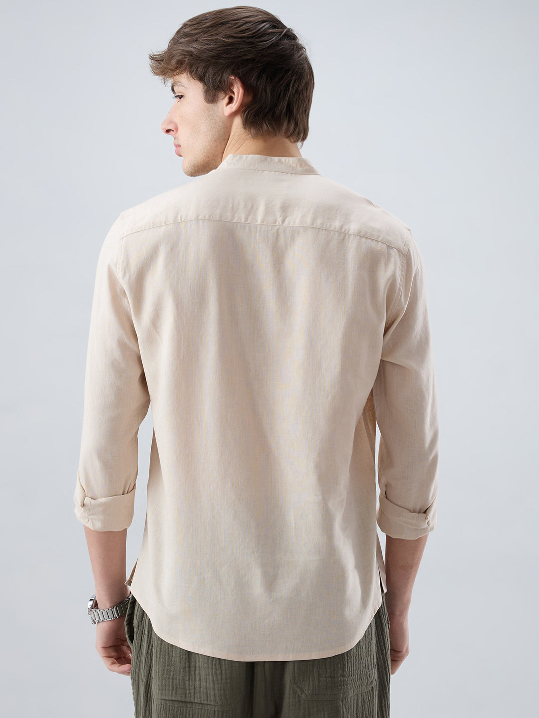 Premium Beige Slub Textured Linen Blend Kurta