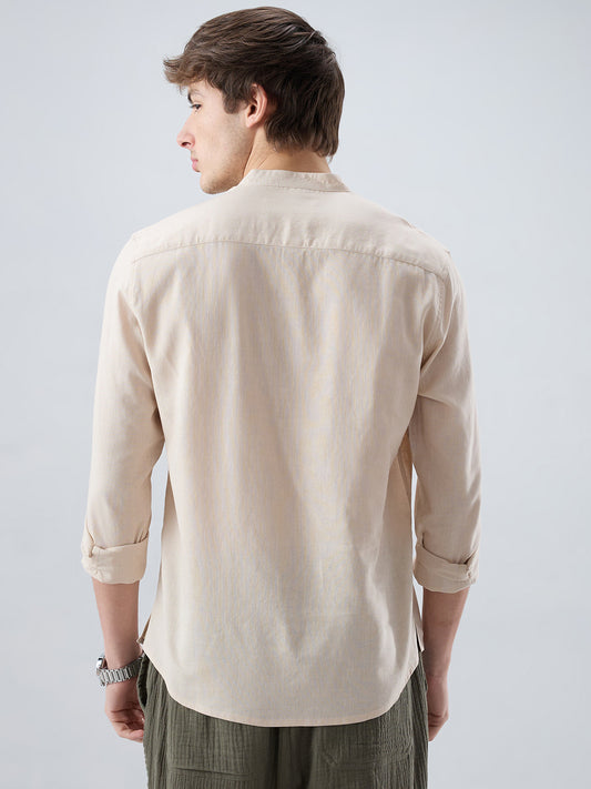 Premium Beige Slub Textured Linen Blend Kurta