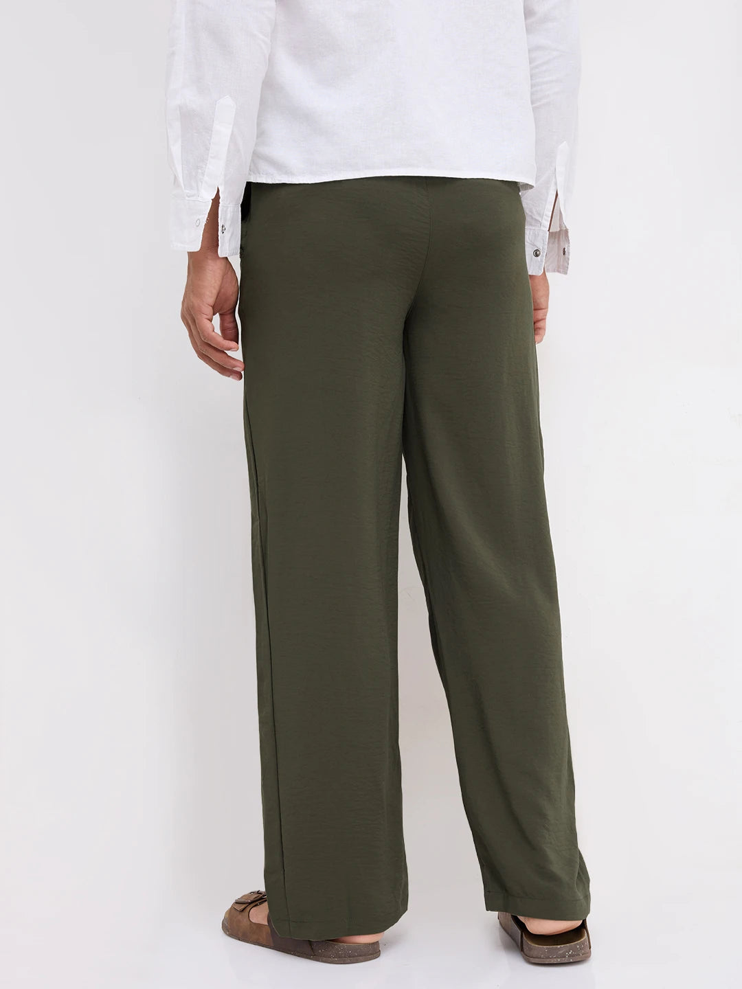 Squelchy Moss Green Wide Leg Trousers
