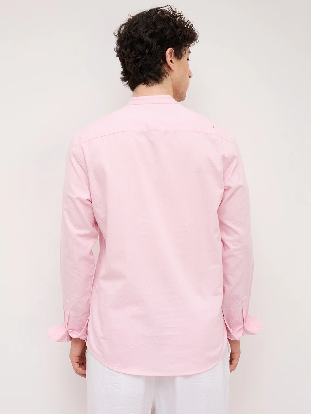 Soft Pink Micro Basket Weave Kurta